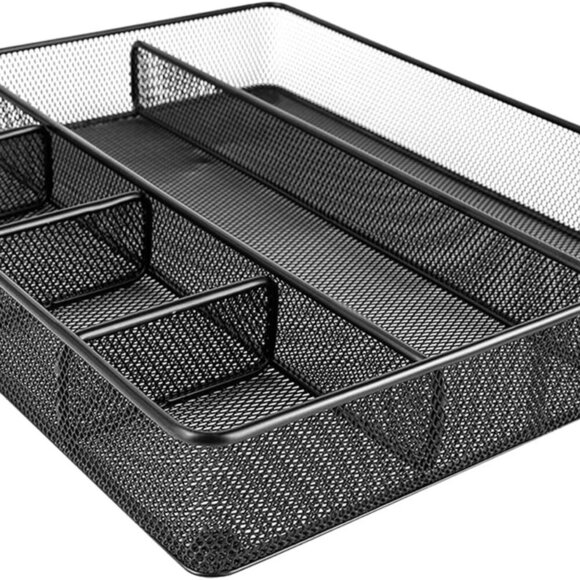 Desk Drawer Organizer for Office and Home, Metal Mesh, Anti-Slip, 6 Compartments - Picture 4 of 6